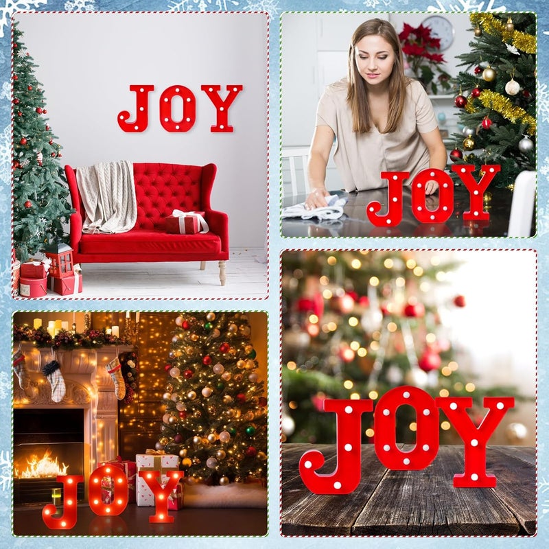 EDYCON Store Christmas Letter Lights Sign Table Decorations Christmas LED Light up Letters Battery Powered Letter for Home Bar Christmas Party Bedroom Tabletop Decor Gift(Joy) - Image 5